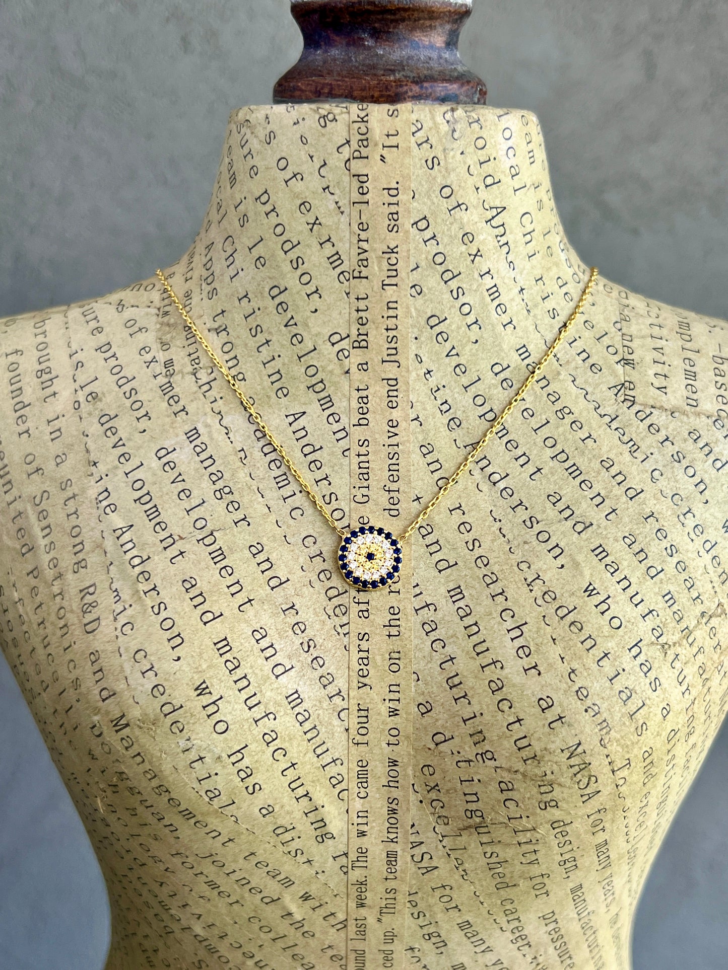 Evil Eye Necklace, Evil Eye Protection 925 Sterling Silver, Gold plated, SAPPHIRE and CZ stones Necklace
